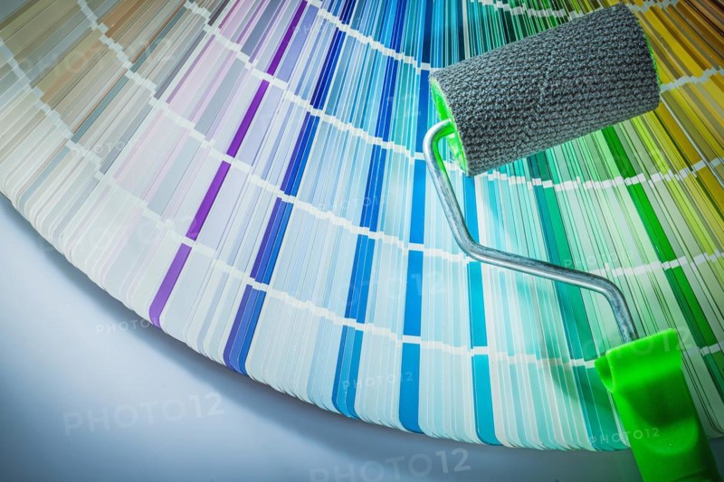 Colour palette for paint roller on white background