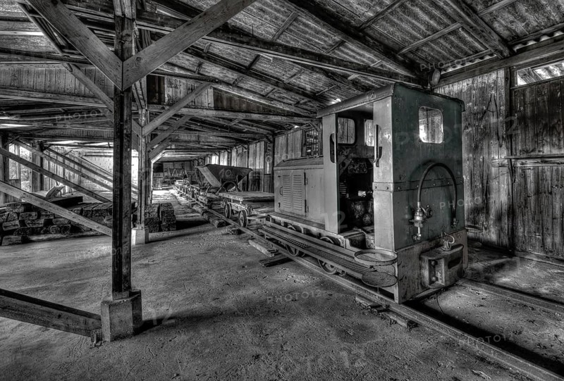 Discarded diesel locomotive in the Bavarian peat and bog museum, Rottau, Grassau, Upper Bavaria, Bavaria, Germany
