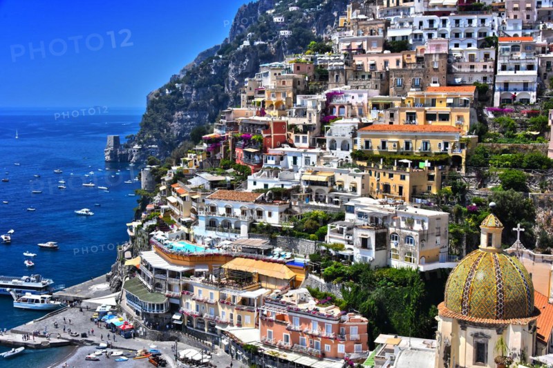 City of Positano on Amalfi coast in the province of Salerno, Campania, Italy