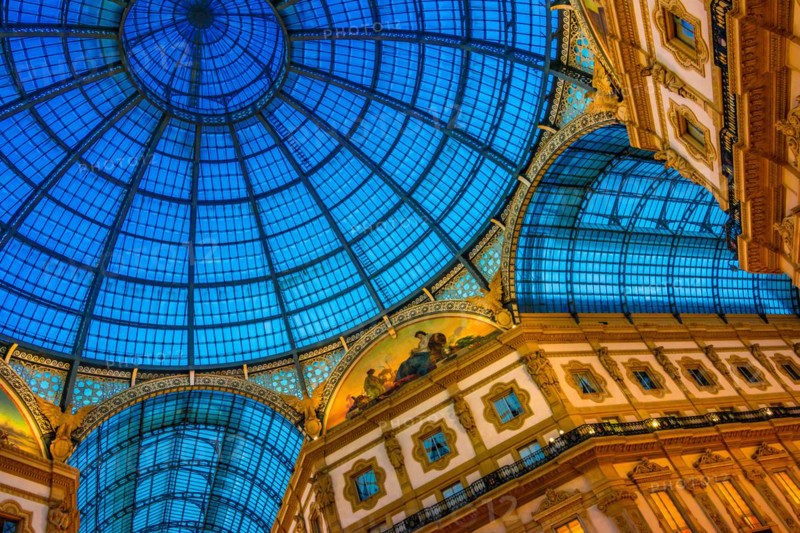 MILAN, ITALY - SEP 14, 2018: Interior of historic Galleria Vittorio Emanuele II owned by comune of Milan and located in the heart of the city