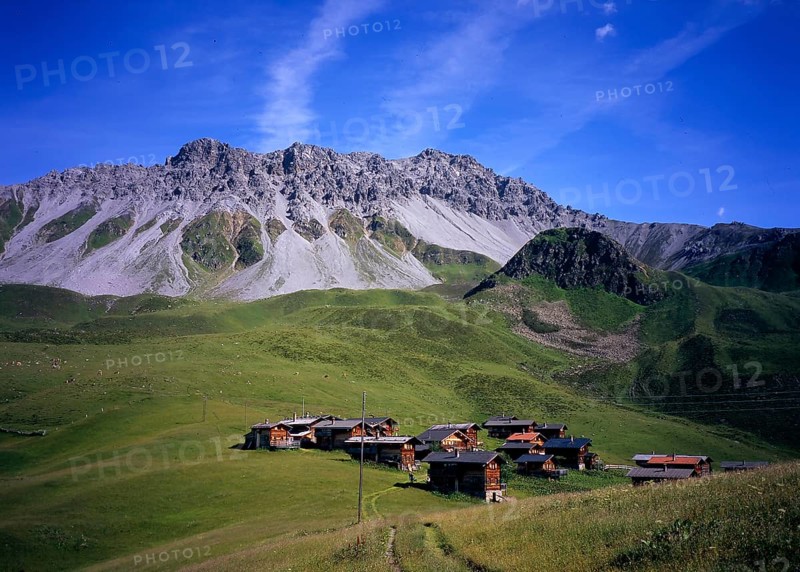 Plessur Alps, CH. Walser settlement Medergen Mederger Flue