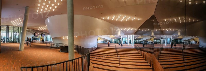 Panorama photo of the visitor floor of the Elbe Philharmonic Hall Hamburg, Hanseatic City of Hamburg, State of Hamburg, Northern Germany, Germany