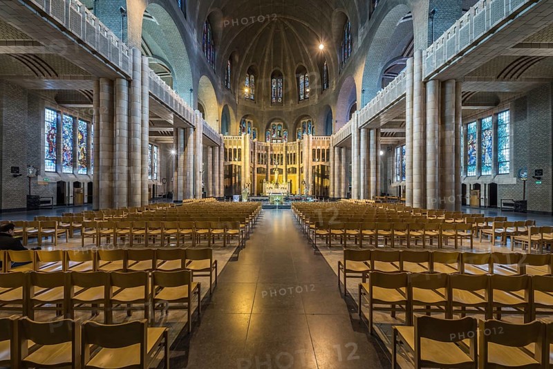 Koekelberg, Brussels capital Region Belgium, 09 30 2019 Interior design of the catholic basilica of the Sacred Heart of Koekelberg