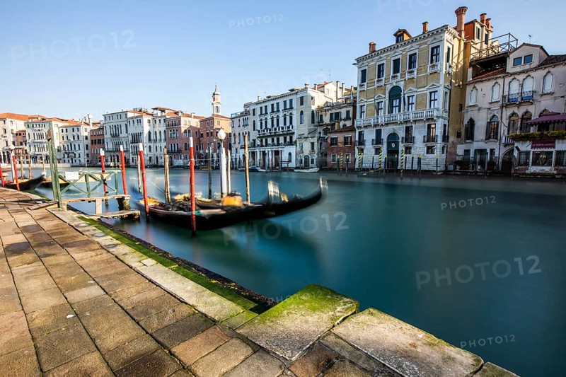 Gondola jetty on the Grand Canal, long exposure, Venice, Italy