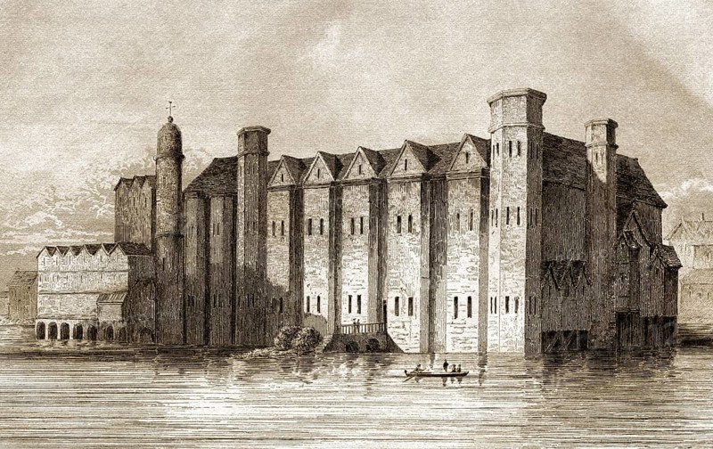 Baynard's Castle, ein mittelalterlicher Palast, zerstört im Großen Brand von London 1666