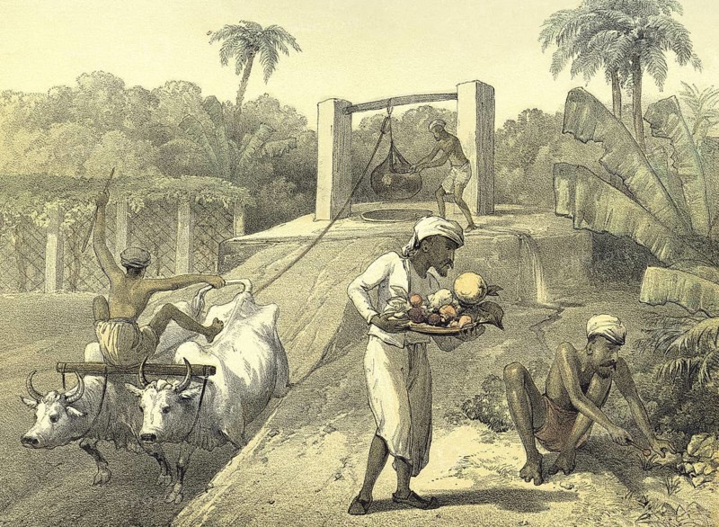 Illustration Lithograph Woodcut of Life in India During British Rule