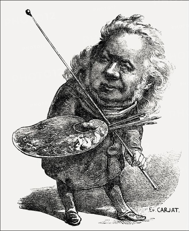 Honoré-Victorin Daumier, French caricaturist, caricature by Étienne Carjat