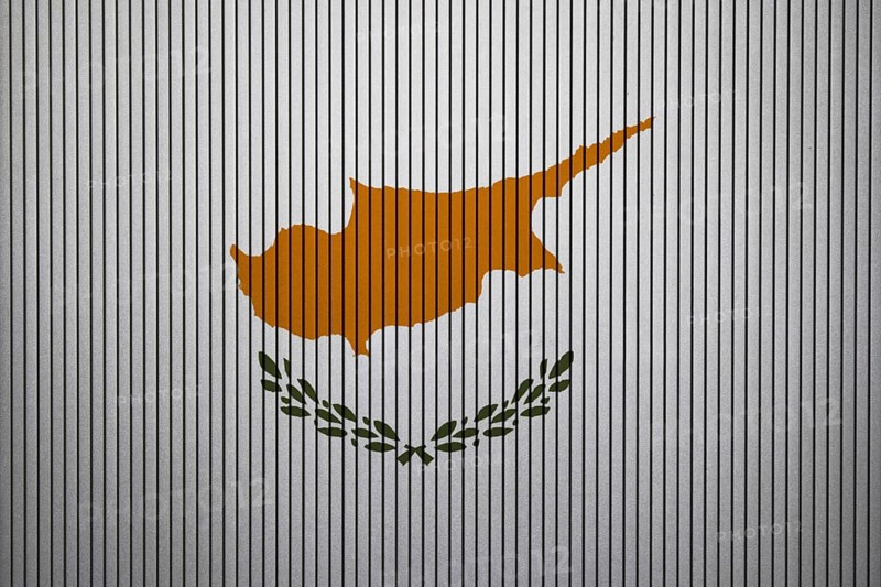 Cyprus Flag painted on the cracked grunge concrete wall
