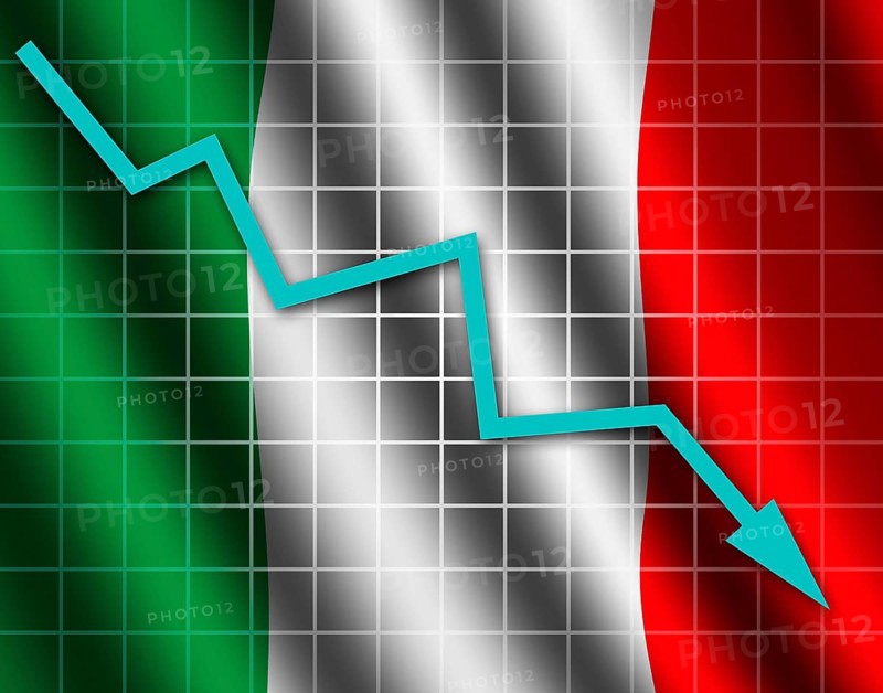 The Italian flag and arrow graph going down