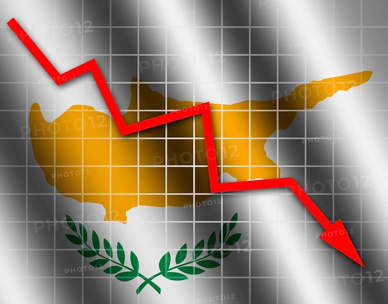 The Cypriot flag and arrow graph going down