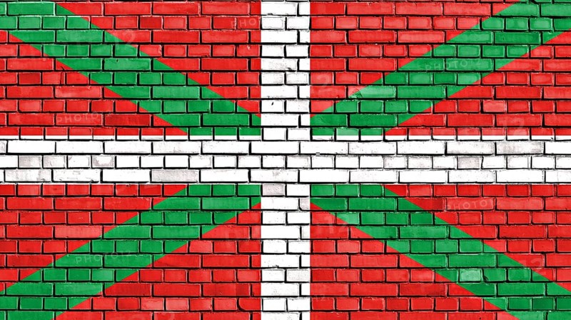 Flag of Basque Country painted on brick wall