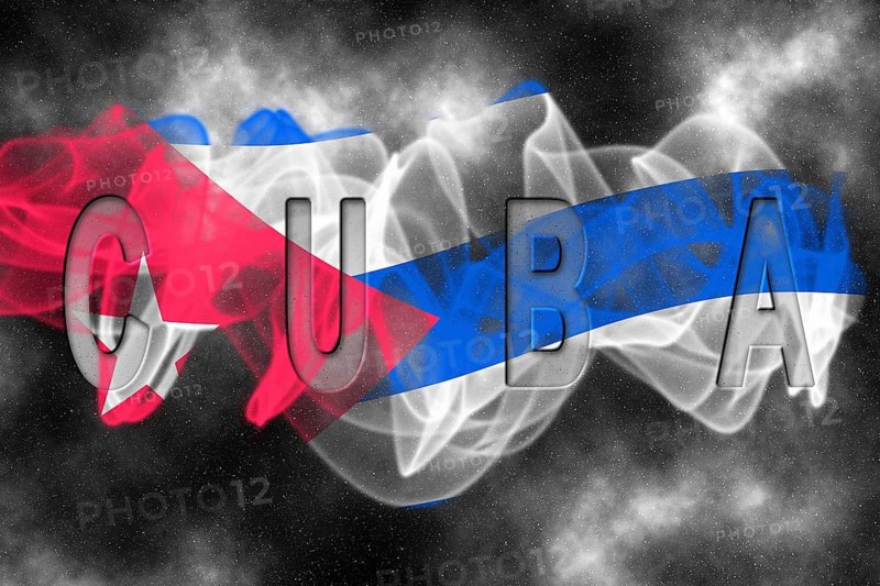 Cuba Flag with Starry Background Smoke Effect