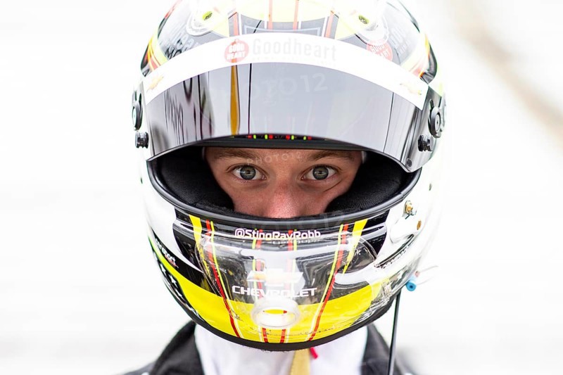 STING RAY ROBB (41) of Payette, Idaho suits up during the Indy 500 Open Test at the Indianapolis Motor Speedway in Speedway IN