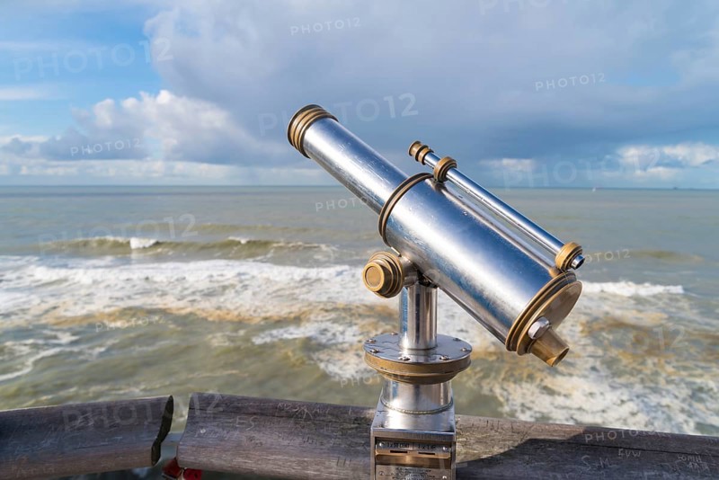 Coin operated observation binocular at the Dutch north sea coast