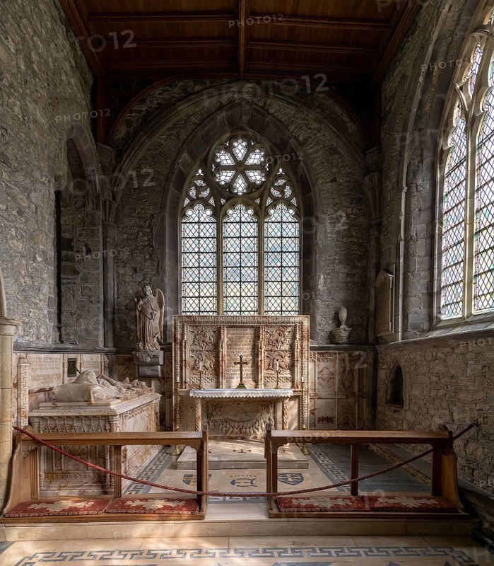 St Davids, United Kingdom, 28 August, 2022: view of one of the historic side chapels inside the St Davids Cathedral in Pembrokeshire