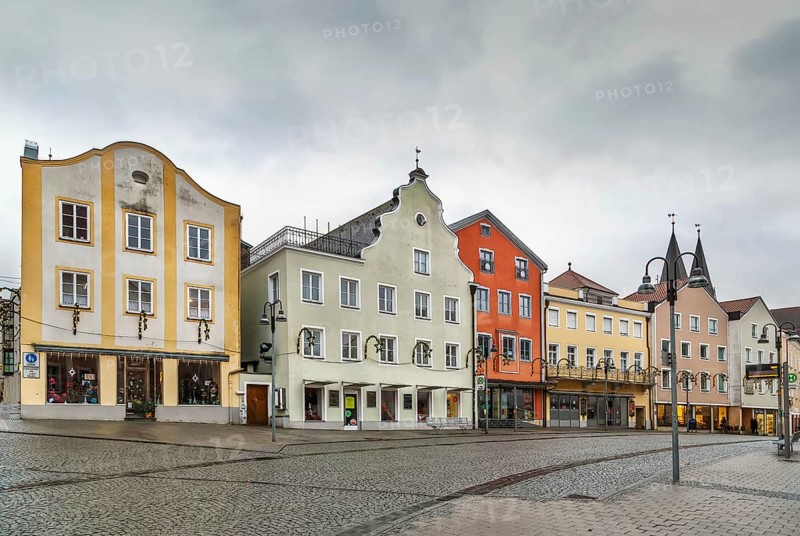 Main market square with historical houses in Eichstatt, Germany