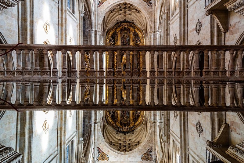 Salamanca, Spain, January 15, 2022: Interior view of the church of the Monastery of San Esteban