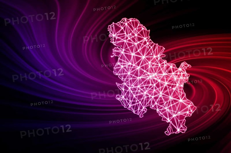Map of Serbia, Polygonal mesh line map, modern map