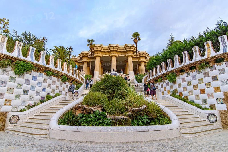The dragon staircase of Park Guell in Barcelona, Spain