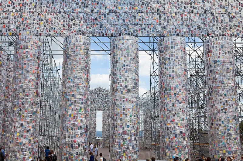 'The Parthenon of Books' by the Argentinian conceptual artist Marta Minujin, banned books, documenta 14 exhibition, 2017, Kassel, Germany