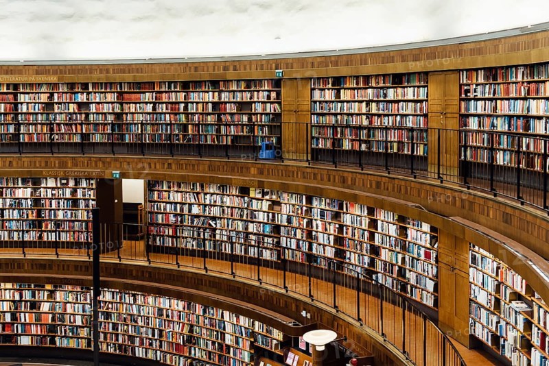 Stockholm, Sweden, August 8, 2019: Interior view of Stockholm Public Library, an iconic building designed by Gunnar Asplund architect