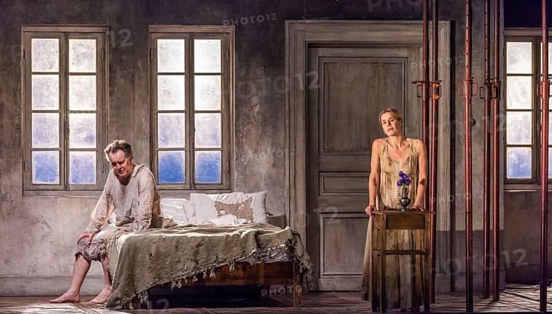 BERLIN, Germany - January 2024: Written on Skin - Opera in three parts by George Benjamin in a production by Katie Mitchell. Text by Martin Crimp after the anonymous Occitan text Guillem de Cabestanh - Le cœur mangé from the 13th century World premiere on 7 July 2012 at the Grand Théâtre de Provence in Aix-en-Provence. Media rehearsal on 23 January 2024 at the Deutsche Oper in Berlin Performers: Protector: Mark Stone Agnès: Georgia Jarman First Angel / The Boy: Aryeh Nussbaum Cohen Second Angel / Marie: Anna Werle Third Angel / John: Chance Jonas-O'Toole, Berlin