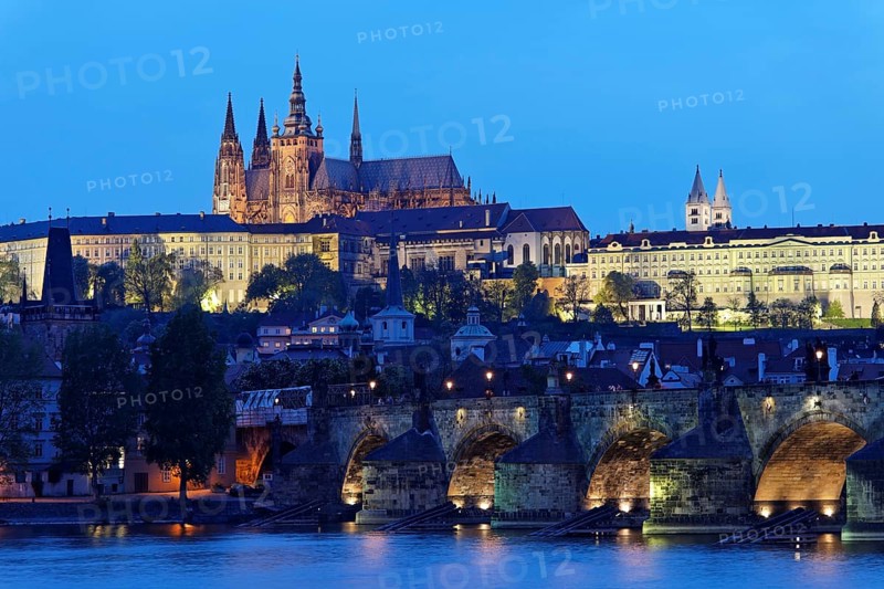 Prague, Charles Bridge, Hradcany Castle and the Vltava River
