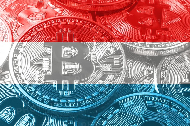 Luxembourg bitcoin flag, national flag cryptocurrency concept black background