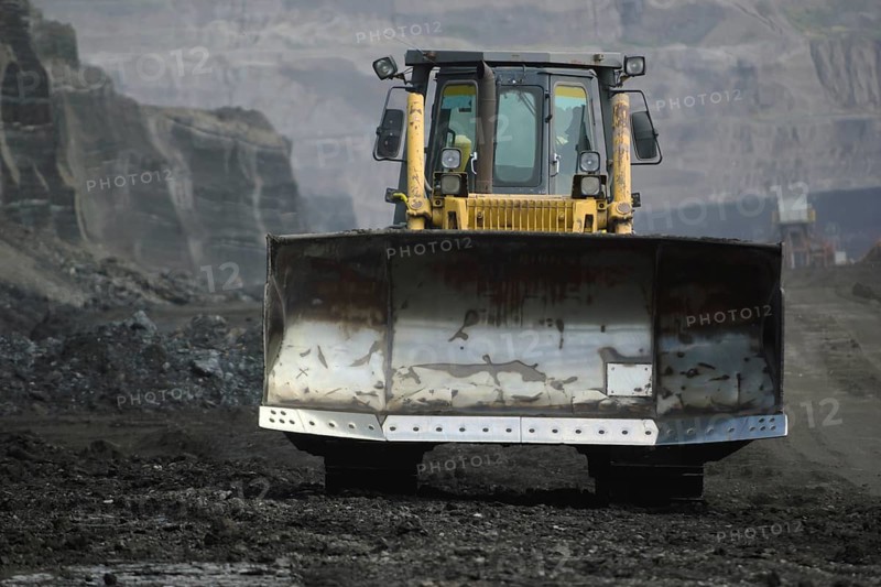 Bulldozer in coal mine