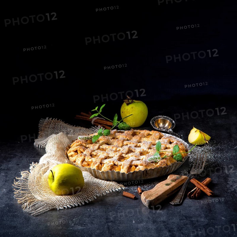 Tasty Apple pie with lattice upper crust