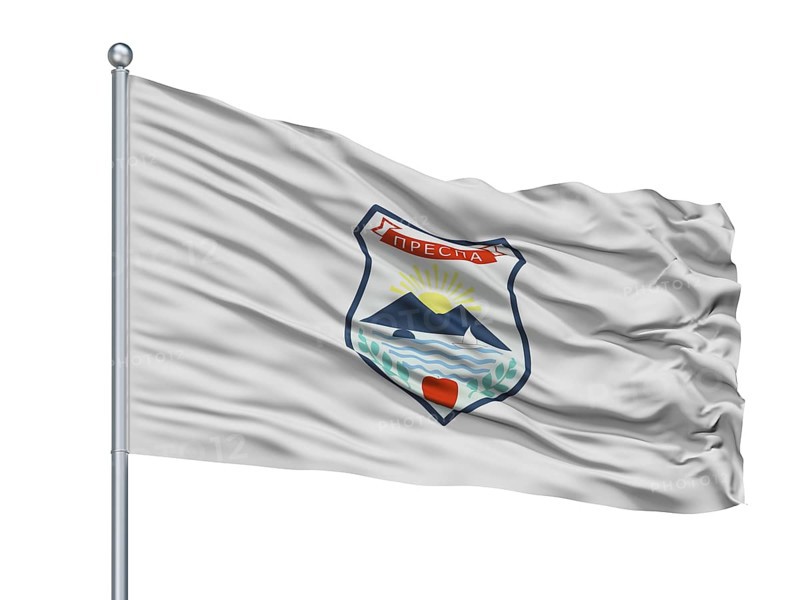 Krusevo Municipality City Flag On Flagpole, Country Macedonia, Isolated On White Background