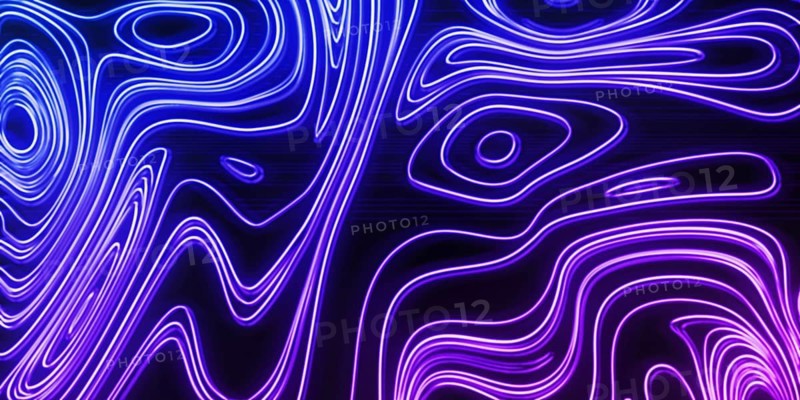 Neon Glow blue and purple lines on a dark background, Cyberpunk background