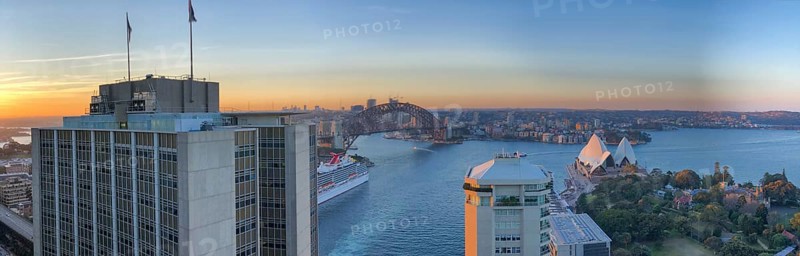Panoramic aerial view of the Sydney Harbor Bridge, Australia