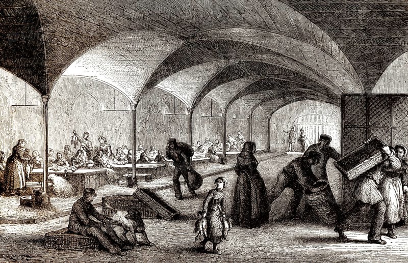 Les Halles de Paris, Markt für frische Lebensmittel, 19. Jahrhundert