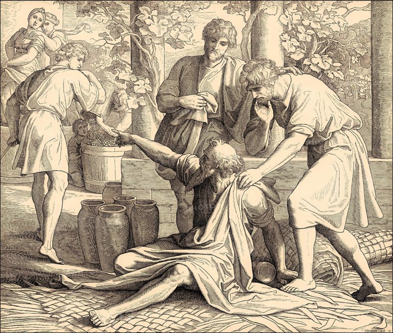 Noah Curses Ham, Old Testament, by Julius Schnorr von Carolsfeld, 1860