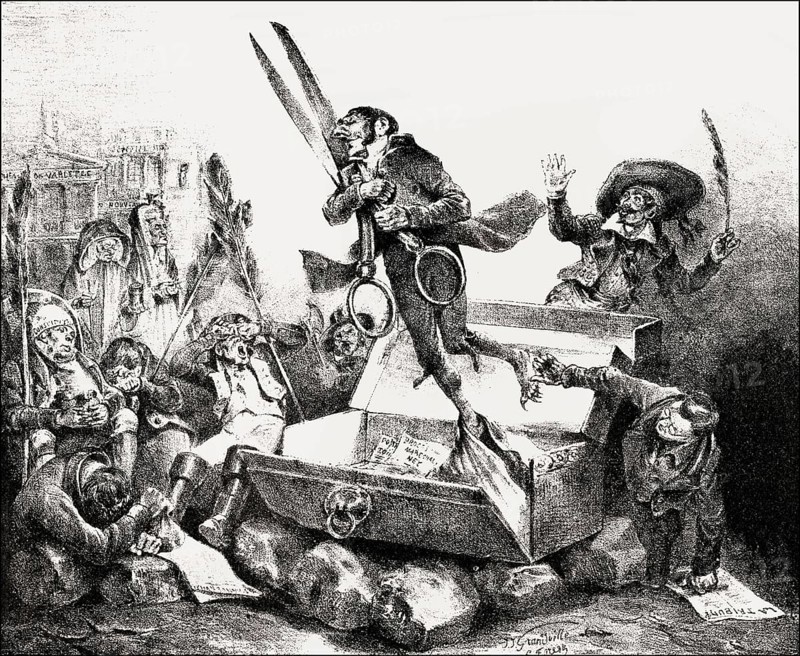 Caricature, Résurrection de la Censure, resurrection of censorship, by J. J. Grandville