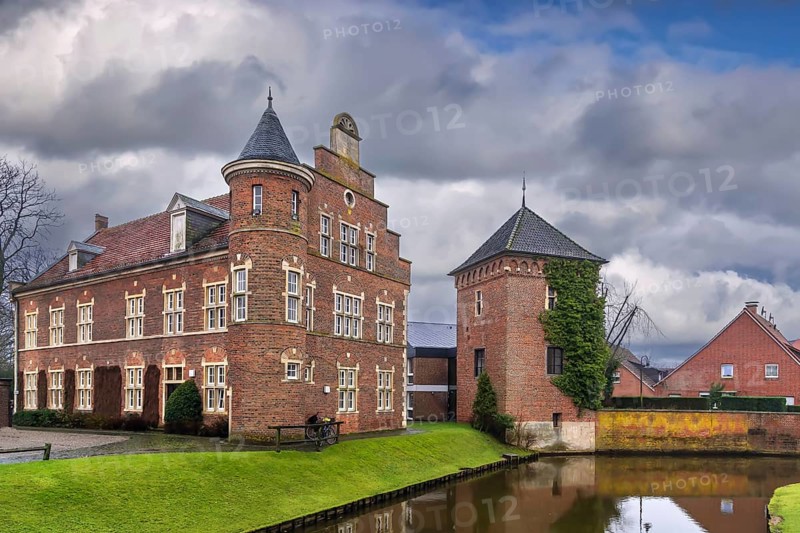 Historical house on the lake opposite the Gemen castle, Germany