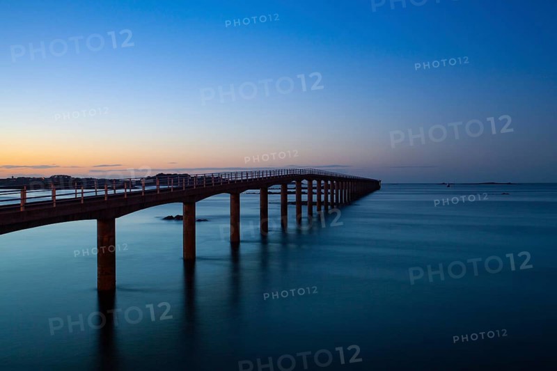 Bridge to Ferry to Ile de Batz, Roscoff, Brittany.This bridge is used during the low tide.The bridge is 600 meters long
