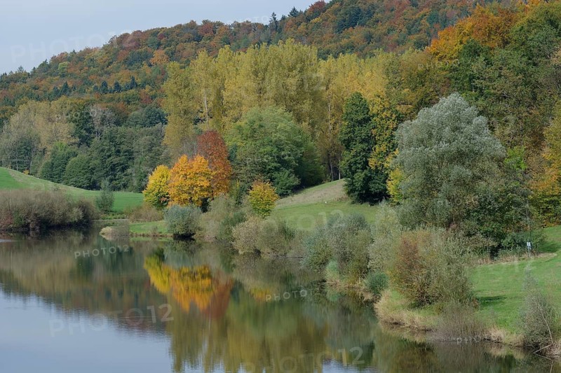 Gnadental Reservoir, Sailach Reservoir, Swabian-Franconian Forest nature park Park, Schwäbisch Hall, Hohenlohe, Germany