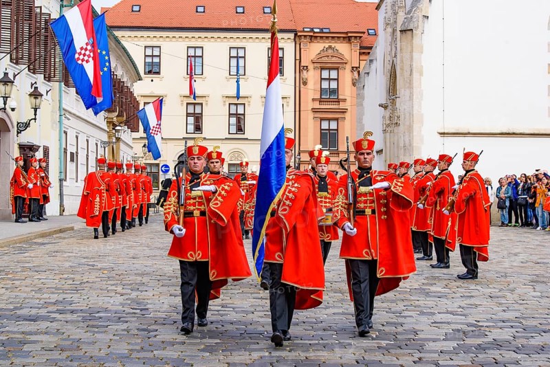 The Changing of the Guard Ceremony at St. Mark Square in Zagreb, Croatia