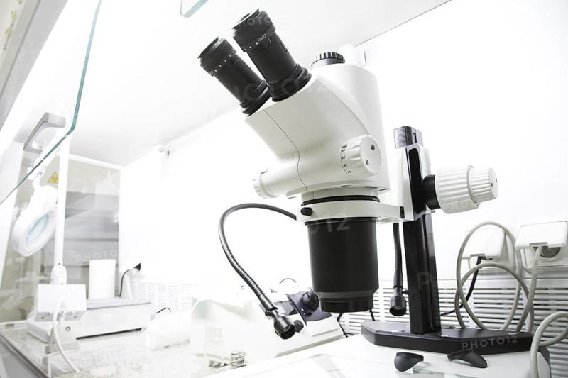 Modern microscope in the molecular biology lab