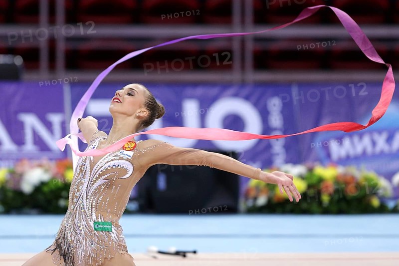 Sofia, Bulgaria - 6 May, 2017: Karina Kuznetsova from Russia performs during Rhythmic Gymnastics World Cup Sofia 2017. Individual tournament