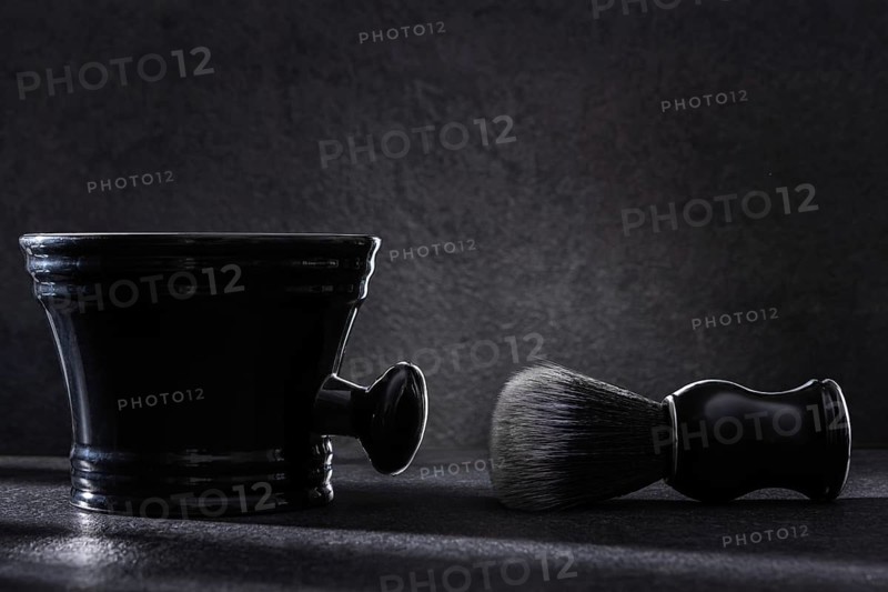 Black Barber Tools Classic Soft Shaving Brush And Shaving Mug