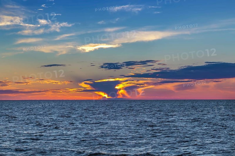 Sunset on Ladoga lake in summer, Russia