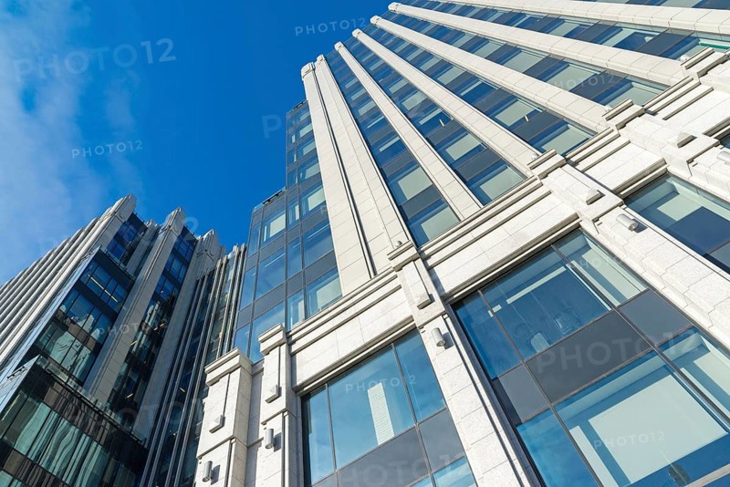 View from below on a glass office buildings