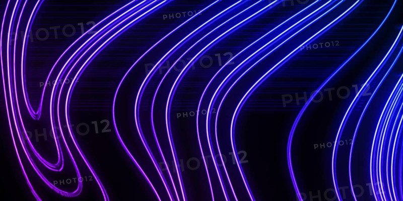 Neon Glow blue and purple lines on a dark background, Cyberpunk background