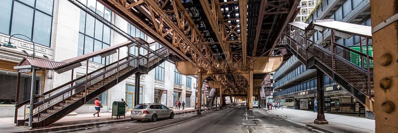 Subway tracks of the loop line in Chicago, USA