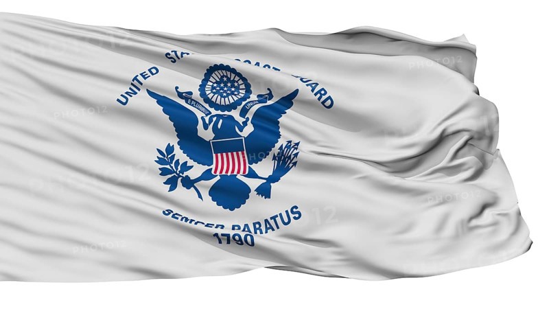 United States Coast Guard Flag, Isolated On White Background