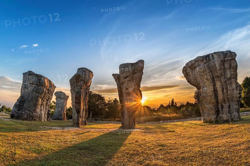 Mor Hin Khao (Thailand Stonehenge) sunrise landscape, Chaiyaphum, Thailand