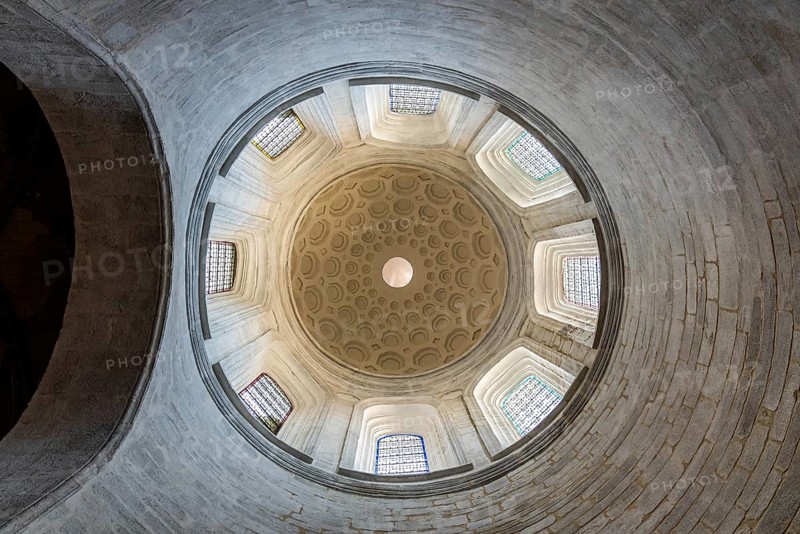 Vannes, France, August 6, 2018: Direcly below view of the dome of the chapel of St. Vincent Ferrer in the Cathedral of Vannes. It is a Roman Catholic church dedicated to Saint Peter in Gothic style